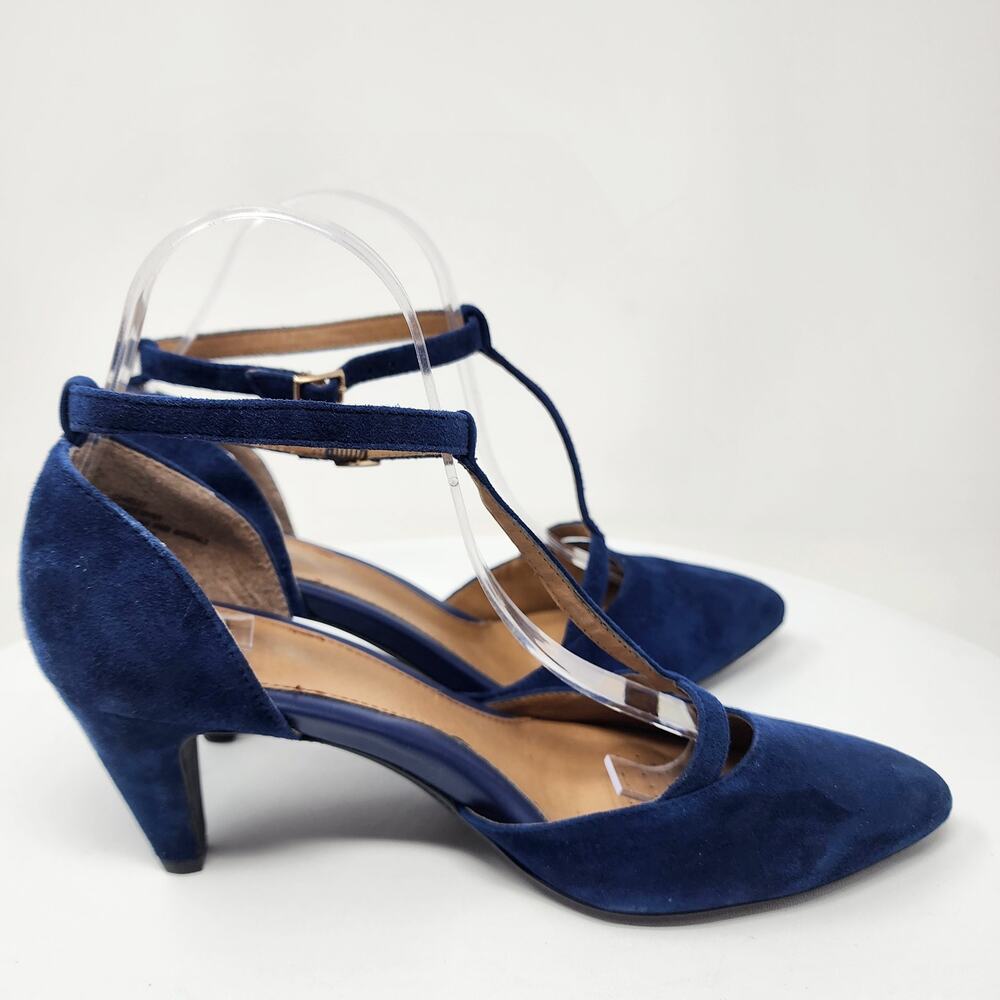 Sofft T-Strap Pumps Women 9M Blue Suede Pointed Toe Ankle Strap Heels 1540527 - Picture 8 of 11